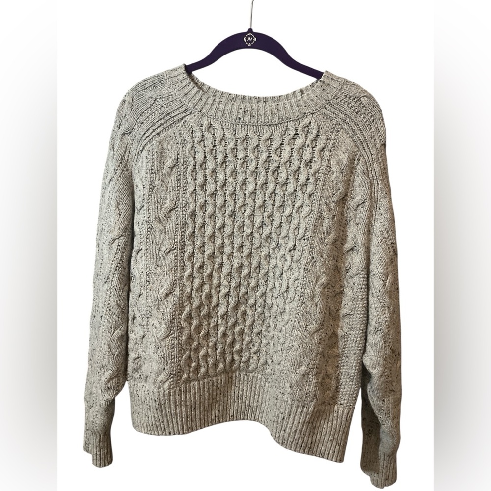 Vintage Women's Cable Knit Sweater - size L gray